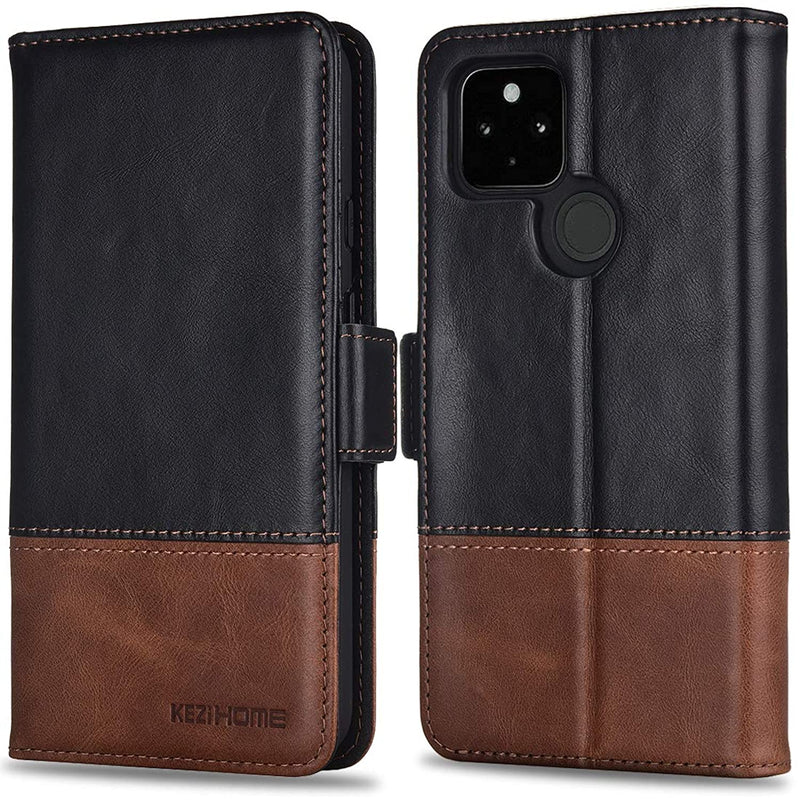 Kezihome Case For Pixel 4A 5G Genuine Leather Rfid Blocking Google Pixel 4A 5G Wallet Flip Case With Card Slots Stand Magnetic Phone Case For Google Pixel 4A 5G 6 2 Inch Black Brown