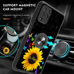 Case For Samsung Galaxy A42 5G With 360 Ring Kickstand Holder Supported Magnetic Car Mount Colorful Butterfly Pattern Dual Layer Hybrid Rugged Phone Cover Car Cup Coasters