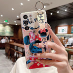 Lastma For Samsung Galaxy S21 Ultra Case Cute With Wrist Strap Kickstand S21 Ultra Case 6 8 5G Glitter Bling Cartoon Imd Soft Tpu Shockproof Protective Phone Cases Cover For Girls And Women Minnie