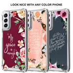 Compatible With Samsung Galaxy S21 5G 6 2 Inch Clear Case With Bible Flower Design Slim Hard Tpu Shock Absorption Cover With Reinforced Corners Protective Red Case
