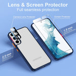 Akeywave Compatible With Samsung Galaxy S22 Case Translucent Case 2Pcs Screen Protector 2Pcs Camera Lens Protector Tempered Glass Shockproof Anti Scratch Bubble Free Easy Installation Blue