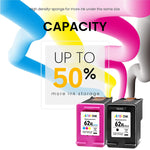 Ink Cartridge Replacement For Hp 62 Xl 62Xl Black Tri Color Work With Envy 5640 5660 5540 7640 5661 5642 5542 5643 5661 7643 7645 Officejet 5740 250 200 5741