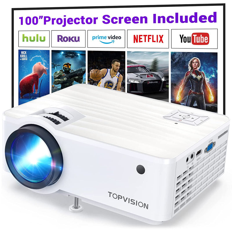Mini Portable Projector 7500L with 100” 1080P Supported Built-in HI-FI Speakers