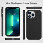 Cellever Silicone Case For Iphone 13 Pro Max 2X Glass Screen Protectors Included Drop Tested Shockproof Protective Matte Gel Rubber Cover With Soft Anti Scratch Microfiber Interior Black