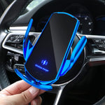 Wireless Car Charger Automotive Electric Induction 15W Wireless Charger Car Vent Mount Bracket Fast Charging Auto Clamping Car Phone Holder Mount Air Vent Phone Holder Blue