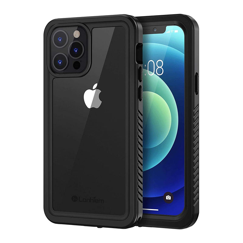 Lanhiem Iphone 12 Pro Max Case Ip68 Waterproof Dustproof Shockproof Case With Built In Screen Protector Full Body Underwater Protective Clear Cover For Iphone 12 Pro Max 6 7 Inch Black