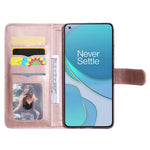 Compatible With Oneplus 8T Oneplus8T Plus 9R 5G Wallet Phone Case Tempered Glass Screen Protector Flip Cover Card Holder Cell For One Plus8T5G Plus 8Tplus 1Plus 8T One T8 1 1 8T Pro G5 Rose Gold