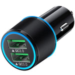 Usb Car Charger 36W 2 Port Quick Charging Double Aperture Blue Light Qc 3 0 Dual Port Smart Fast Car Charger Usb Car Adapter For Iphone Samsung Motorola Lg
