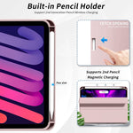 New Case Compatible With Ipad Mini 6 8 3 Inch 2021 With Pencil Holder Auto Wake Sleep Magnetic Attachment Shockproof Clear Shell Back Cover Support