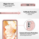 Coolwee Pink Full Protective Case For Galaxy S22 5G Heavy Duty Hybrid 3 In 1 Rugged Shockproof Women Girls For Samsung Galaxy S22 6 1 Inch Rose Gold