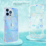 Fingic Compatible With Iphone 13 Pro Max 5G Case Luxury Glitter Clear Holographic Hearts Laser Case Soft Tpu Hard Pc Shockproof Anti Yellow Protective Girly Case For Iphone 13 Pro Max 6 7 Inch