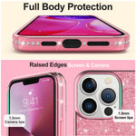 Love 3000 Glitter For Iphone 12 Pro Max 6 7 Inch Diamond Kickstand Sparkle Luxury Bling Crystal Rhinestone Full Body Protective Case For Cute Iphone 12 Pro Max Women Girls Rosegold Pink