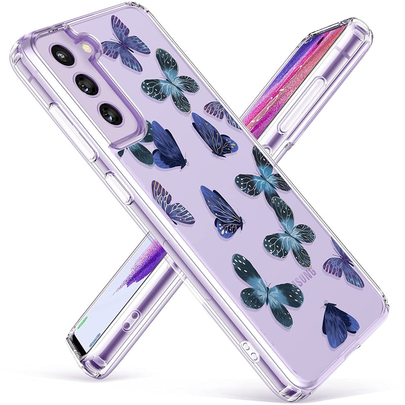 Gviewin Case Compatible With Samsung Galaxy S21 Fe 5G 6 4 Inch 2022 Clear Floral Design Not Yellowing Hard Pc Shockproof Flower Protective Phone Cover For Women Girls Butterfly Charm