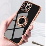 Omorro For Case Iphone 11 Pro Max Case For Women With Ring Holder 360 Degree Rotation Kickstand Girly Cases Bling Glitter Plating Rose Gold Slim Soft Luxury Protective Cover Cases For Girls Black