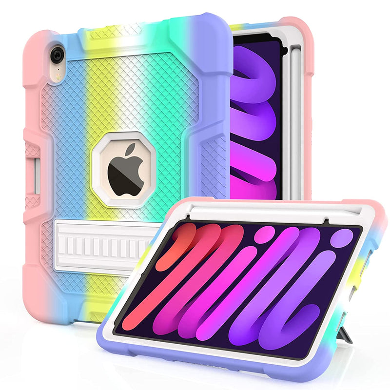 New Ipad Mini 6 Case 8 3 2021 Rainbow Series With Pencil Holder Kickstand Solid Heavy Duty Rugged Protective Cover