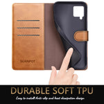 New For Samsung Galaxy A12 With Rfid Blocking Leather Wallet Case Credit C