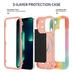 Eaycoul Magnetic Case Designed For Iphone 13 Pro Max Case 6 7 Inch Compatible With Magsafe Heavy Duty Military Grade Shockproof Armor Protective Phone Case For Iphone 13 Pro Max Rainbow Pink