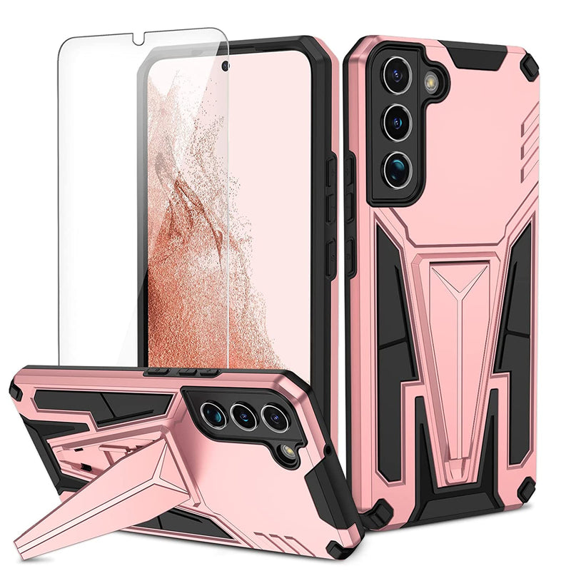 Caka For Samsung Galaxy S22 Plus Case Galaxy S22 Plus Case With Screen Protector Kickstand Heavy Duty Protective Phone Case With Magnetic Stand For Samsung Galaxy S22 Plus 5G 6 6Rose Gold