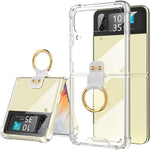 Samsung Galaxy Z Flip 4 Case Clear Crystal With Ring Stand Holder