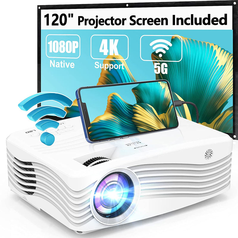 5G WiFi Projector 8500Lumens Full HD 1080P 4K Projector Synchronize Smartphone Screen