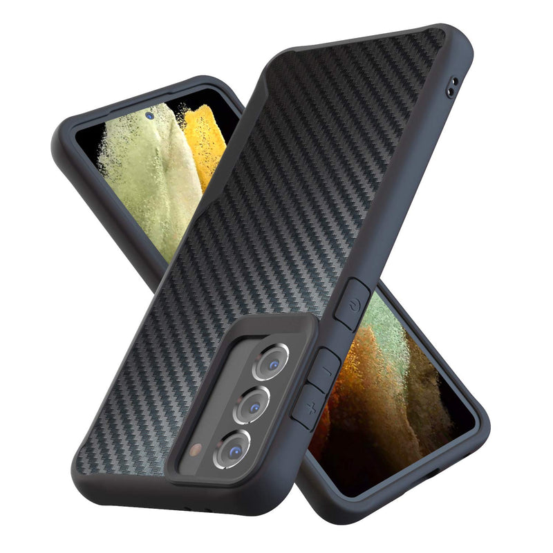 Carbon Fiber Pattern Slim Case Compatible With Samsung Galaxy S21 Shockproof 10Ft Drop Tested Wireless Charging Compatible Black