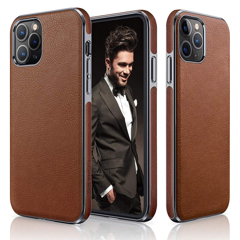 Designed For Iphone 12 Pro Max Case Luxury Leather Business Premium Classic Cover Non Slip Soft Grip Shockproof Protective Cases Compatible With Apple Iphone 12 Pro Max 5G 6 7 Inch Brown