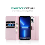 Kilino Wallet Case For Iphone 13 Pro 5G Rfid Blocking Saffiano Leather Shock Absorbent Bumper Card Slots Kickstand Magnetic Closure Flip Folio Cover For Iphone 13 Pro 5G Cherry Blossom