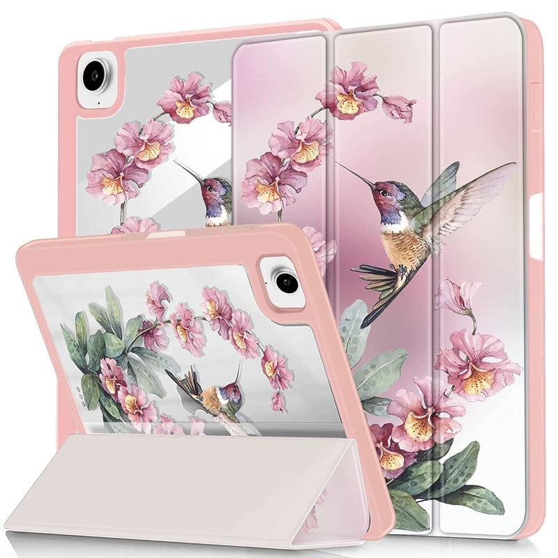 New Case For Ipad 9Th 8Th 7Th Generation 10 2 Inch 2021 2020 2019 Model With Pencil Holder Auto Sleep Wake Cover For Ipad 10 2 Flower Hummingbird