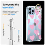 Lsl Case Designed For Iphone 13 Pro Max Clear Cover With Cute Pink Love Heart Design With Wrist Strap Kickstand For Women Girls With Screen Protector Shockproof Protective Case For Iphone 13 Pro Max