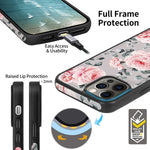 Hoggu Iphone 13 Pro Max Wallet Case Magnetic Detachable Iphone 13 Pro Max Case Wallet With Rfid Blocking Card Holder Hand Strap Floral Flower Pu Leather Flip Cover Case For Women Girlsgray