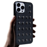 Chanroy Compatible With Iphone 13 Pro Max Case6 7 Inch Black Punk Leather Rock Style Cool Case Cover For Men And Womenskull Studded