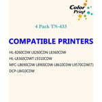4 Pack Tn 433 Compatible Toner Cartridge Replacement For Brother Tn436 Tn433 Tn431 Tn 436 Used For Hl 8260Cdw Hl L8260Cdn Hl L8360Cdw Mfc L8690Cdw Mfc L8900Cdw