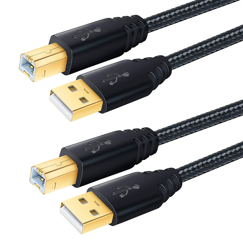 New Usb Printer Cable 2 Pack 10Ft 3M Usb 2 0 Type A Male To B Male Printe
