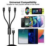 Multi Charging Cable Ttwen 3Pack 3 3Ft Multiple Charger Cable Nylon Braided Usb Charging Cable 5A 3 In 1 Multi Phone Fast Charger Cord With Type C Micro Usb Connectors For Cell Phones And More Black