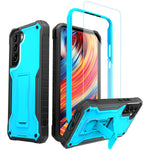 Exoguard For Samsung Galaxy S22 Plus Case Rubber Shockproof Heavy Duty Case With Screen Protector For Samsung S22 Plus Phone Built In Kickstand Blue