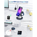 Magnetic Wireless Charging Station For Apple Series 3 In 1 Standard 15W Fast Mag Safe Charger Stand With Qc3 0 Adapter For Iphone 13 12 Pro Max Pro Mini Iwatch 7 6 Se 5 4 3 2 Airpods
