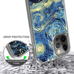 Ceeslian Compatible With Iphone 12 Pro Max Case Transparent Bling Case Tpu Bumper Hard Pc Back Shockproof Art Painted Glossy Clear Shiny Case Starry Night