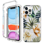 Guppy Compatible With Iphone 13 Pro Max Clear Case 360 Degree Full Body Shockproof Dual Layer Tropical Leaf Flower Pattern Built In Screen Protector Soft Bumper Rugged Protective Cover Case 6 7 Inch