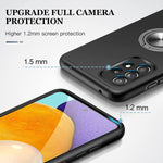 Jame For Samsung Galaxy A52 5G Case With 2 Pack Tempered Glass Screen Protector Slim Soft Heavy Duty Cover For Samsung A52 Case With Invisible Ring Holder Kickstand For Galaxy A52 Case Black