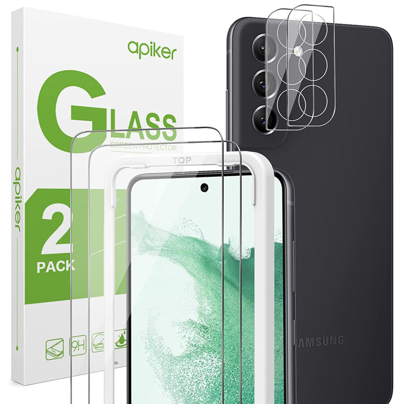 2 2 Pack Apiker Samsung Galaxy S22 Screen Protector Camera Lens Protector Tempered Glass Screen Protector For Galaxy S22 5G 2022 Released Guide Frame Bubble Free Case Friendly
