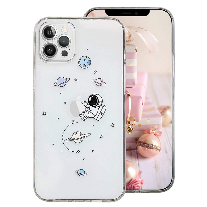 Guppy Compatible With Iphone 13 Pro Funny Cartoon Astronaut Case Cute Planet Universe Pattern Soft Tpu Rubber Slim Lightweight Cover Shock Absorption Protective Bumper 6 1 Inch Clear Ql3355 I13P 1
