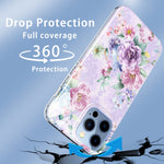 Kjsk Iphone 13 Pro Max Case With Screen Protector And Camera Protective Film Floral Hybrid Impact Defender Shockproof Armor Resistant Full Body Protective Cover For Iphone 13 Pro Max 6 7Flower