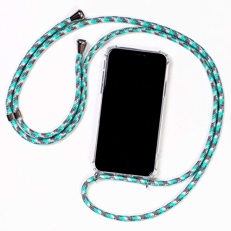 Kilucase Smartphone Necklace Clear Protective Anti Shock Case With Lanyard Strap Cord In Mint Camo Compatible With Iphone X Xs