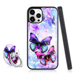Itelinmon Compatible Iphone 13 Pro Max Case 6 7 In 2021 Butterfly Design With Cell Phone Ring Holder Tire Skid Outline Bumper Shockproof Thin Hard Pc Flexible Tpu Edges Phone Case