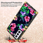 Compatible With Samsung Galaxy S21 6 2 Inch Phone Case Luxury Pink Purple Flower Floral Pattern Hard Pc Shield Scratch Proof Soft Tpu Bumper Shock Absorption Anti Fall Protective Cover