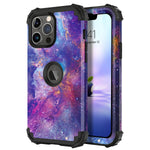 Duedue Iphone 13 Pro Max Case Nebula Space Slim Heavy Duty Rugged Shockproof 3 In 1 Hybrid Hard Pc Covers Soft Silicone Bumper Full Body Phone Protective Case For Iphone 13 Pro Max 6 7 Purple Black
