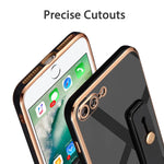 Eyzutak Case For Iphone Se5G 2022 Iphone 7 Iphone 8 Iphone Se 2020 Soft Silicone Tpu Slim Electroplated Case Shockproof Phone Case With Wristband Kickstand Phone Loop Finger Holder Strap Black