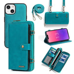 Lnobern Design Compatible For Iphone 13 Pro Max Wallet Case Crossbody Detachable Lanyard Case Kickstand Magnetic Bag Purse For Woman Man For Ip13 Pro Max 6 7 Turquoise