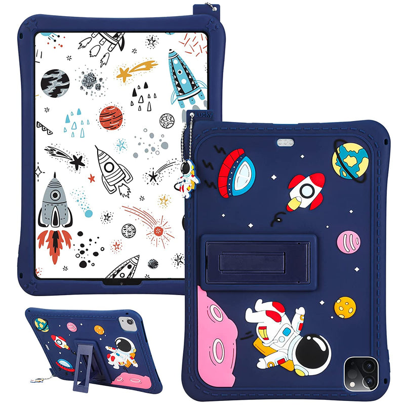 New For Ipad Air 4Th Generation 2020 Case Kickstand Design With Astronauts Slim Cartoon Ipad Pro 11 Case For Boys Kids Teens Soft Rubber Silicone Protec