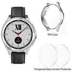 5 5 Pack Case Compatible For Samsung Galaxy Watch 4 Classic 46Mm Plated Tpu Bumper Cover 5 Tempered Glass Screen Protector Films For Galaxy Watch4 Accessories